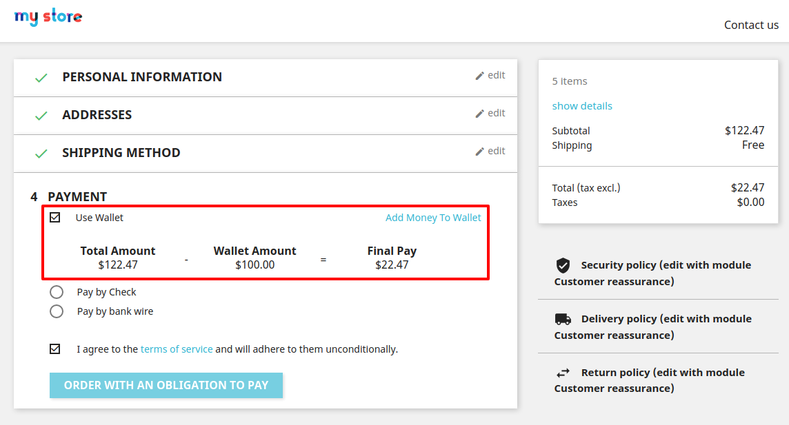 Allow customers to make payments via wallet payment method on your